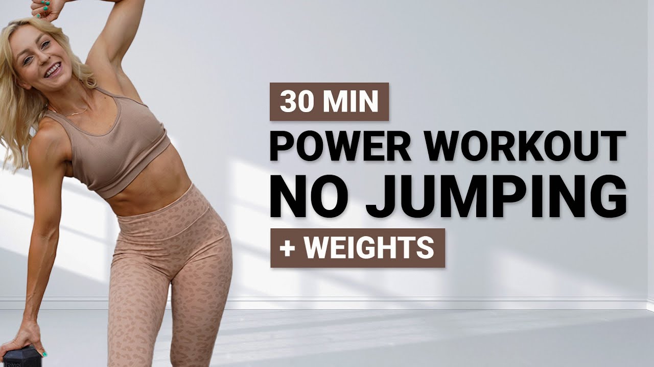 30 MIN POWER WORKOUT NO JUMPING | + Weights | Full Body | Strength + HIIT | Super Sweaty | No Noise