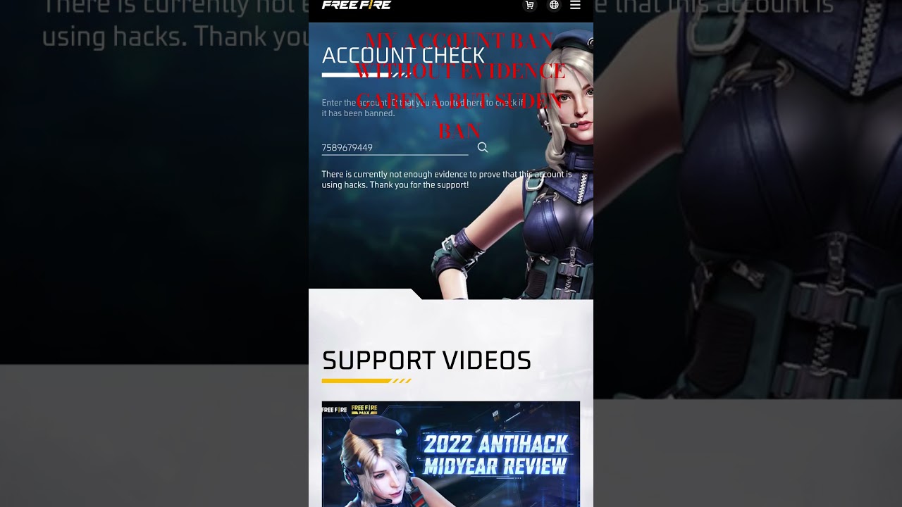 MY ACCOUNT BAN WITHOUT EVIDENCE GARENA BUT SUDEN BAN 🙏😭 uid 7589679449
