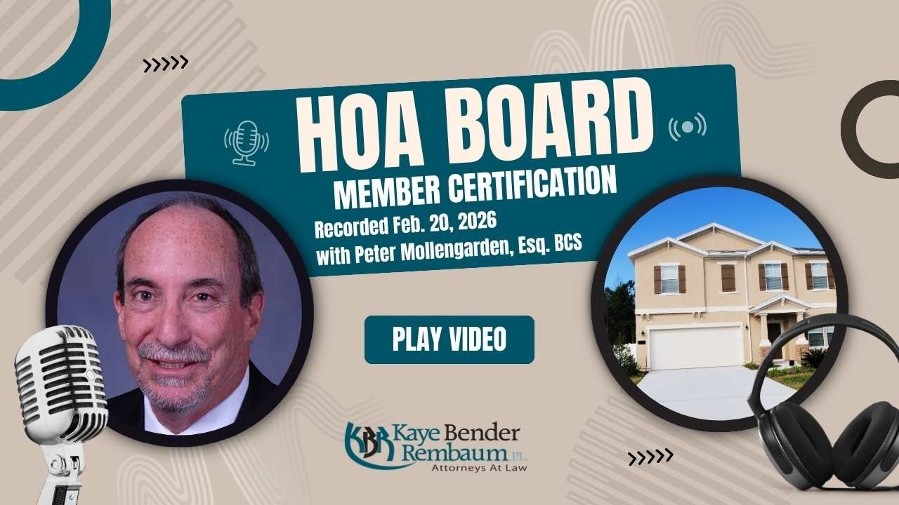 Homeowners' Association Board Member Certification | February 20, 2026