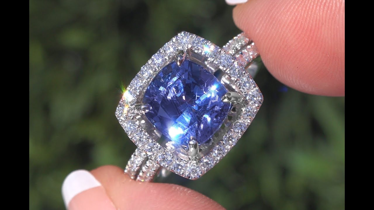 GIA Certified Violetish Blue to Purple Color Change Sapphire & Diamond Ring Platinum 5.23 TCW- C1011