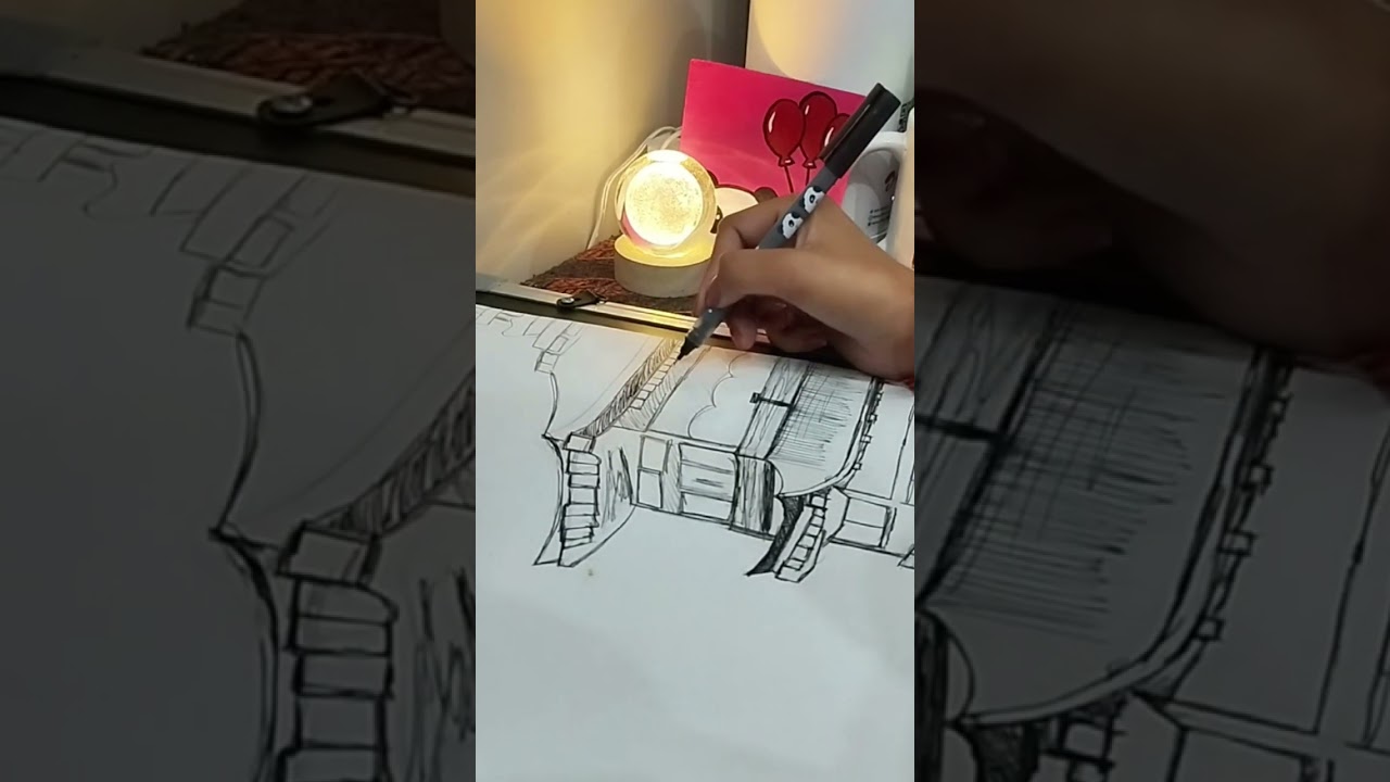 Completing Japanese House Sketch| Drawing to feel better|