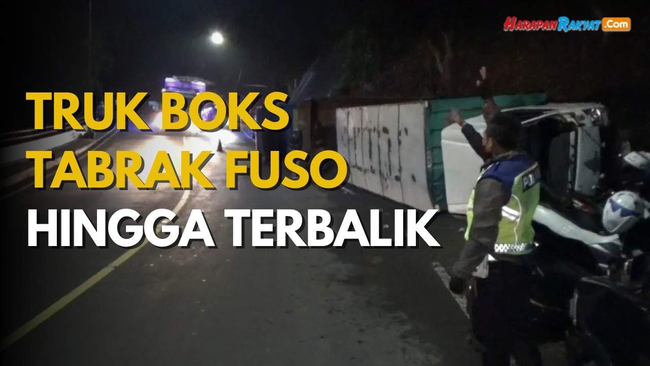 Truk Boks Tabrak Fuso hingga Terbalik di Cadas Pangeran Sumedang, Lalu Lintas Macet