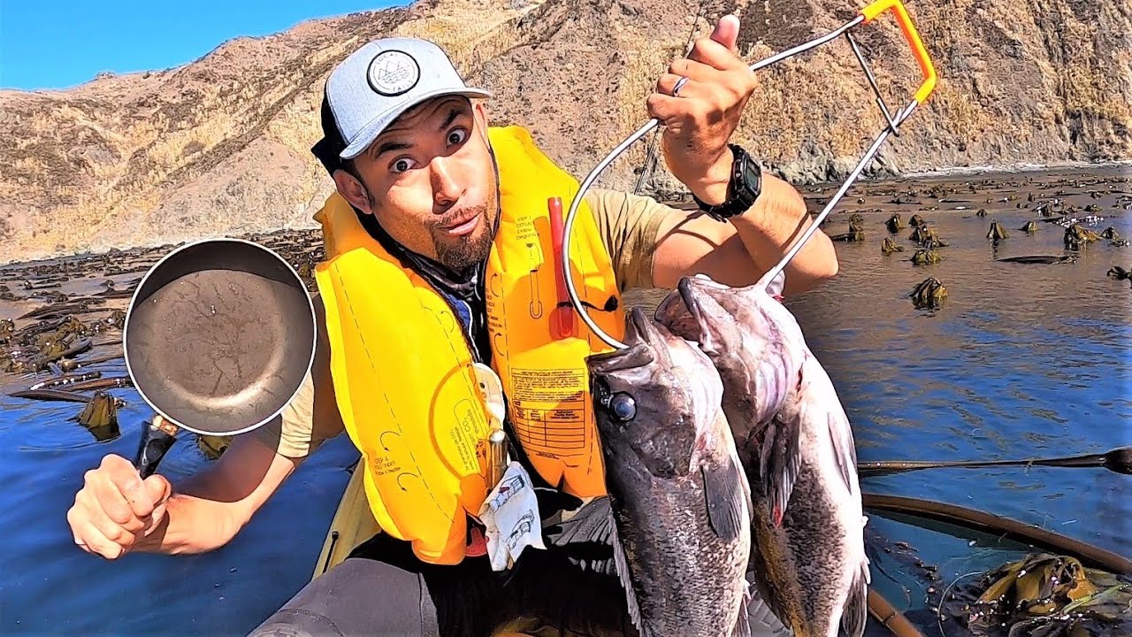 COOKING ON THE KAYAK! *Catch and Cook in the Kelp*