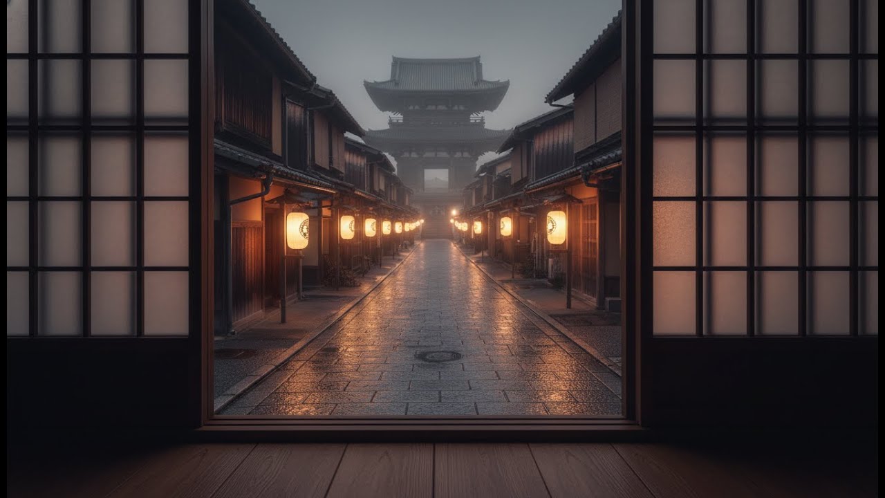 Kyoto Quiet Temple Street at Night 🏮 | Subtle Romantic Lofi