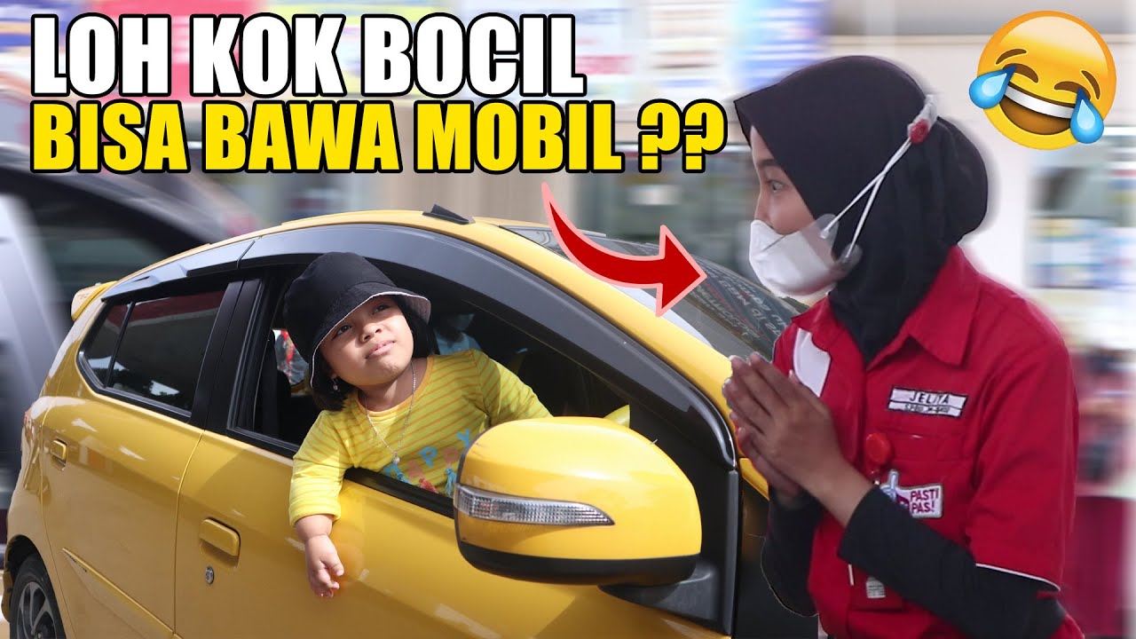 BOCIL BAWA MOBIL SENDIRI KE POM BENSIN ?? SI MBAK NYA AUTO KAGET 🤣