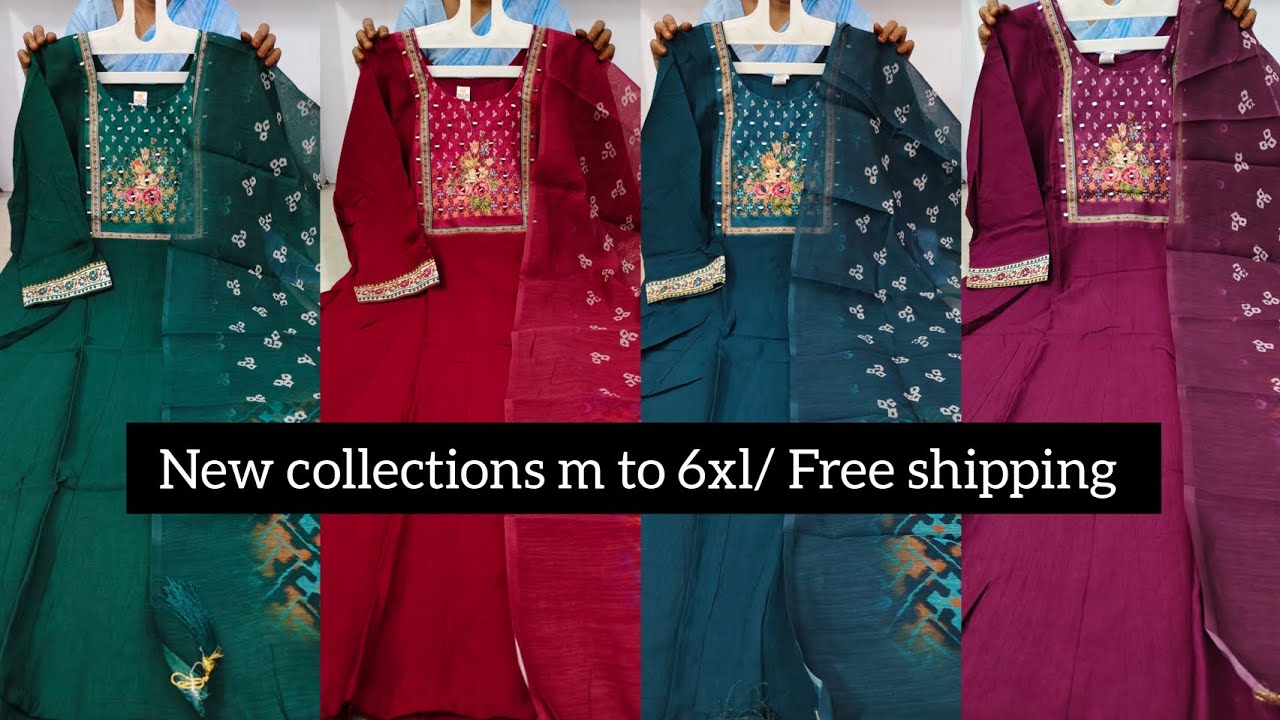 M to 6xl, 3 pc sets, side open tops, top and dupatta sets/ free shipping 