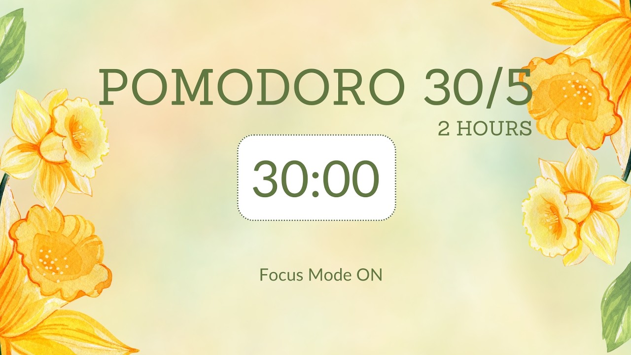 Deep focus / 2h pomodoro / 3x30min + 5min break  / Focus Mode ON 🥰