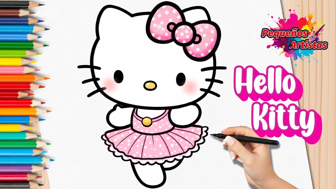 Dibuja y Colorea a HELLO KITTY BAILARINA 🎀 Sanrio | Cómo Dibujar Fácil Paso a Paso para Niños