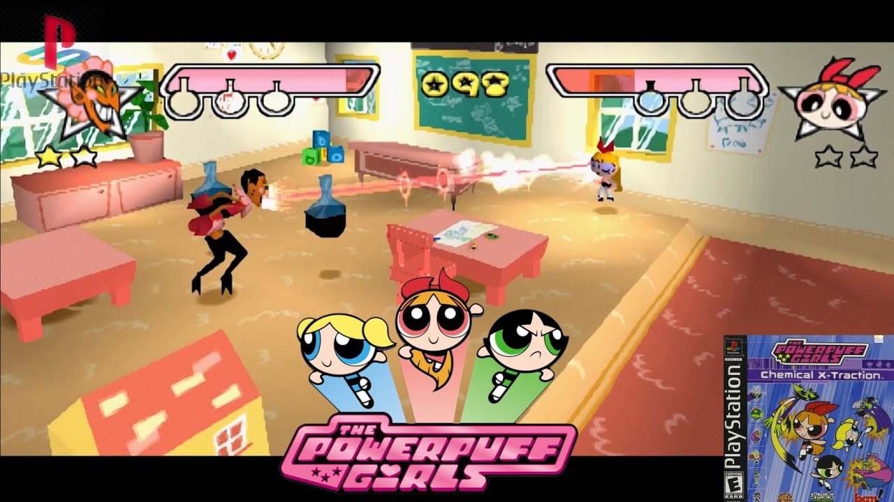 THE POWERPUFF GIRLS: CHEMICAL X-TRACTION (PS1) | ALL CHARACTERS AND STAGES (GAMEPLAY)