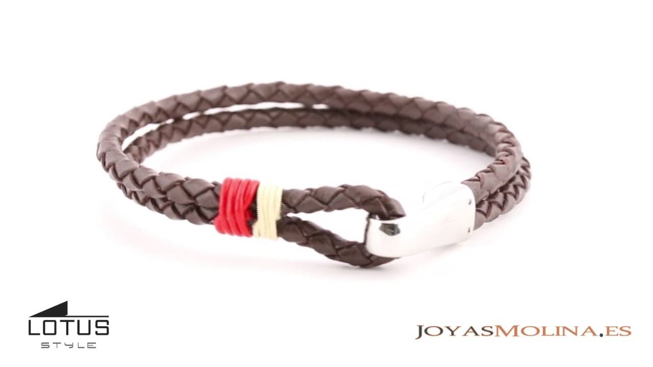 Pulsera Lotus Sttyle hombre cuero trenzado marr&oacute;n gancho LS1813-2-5