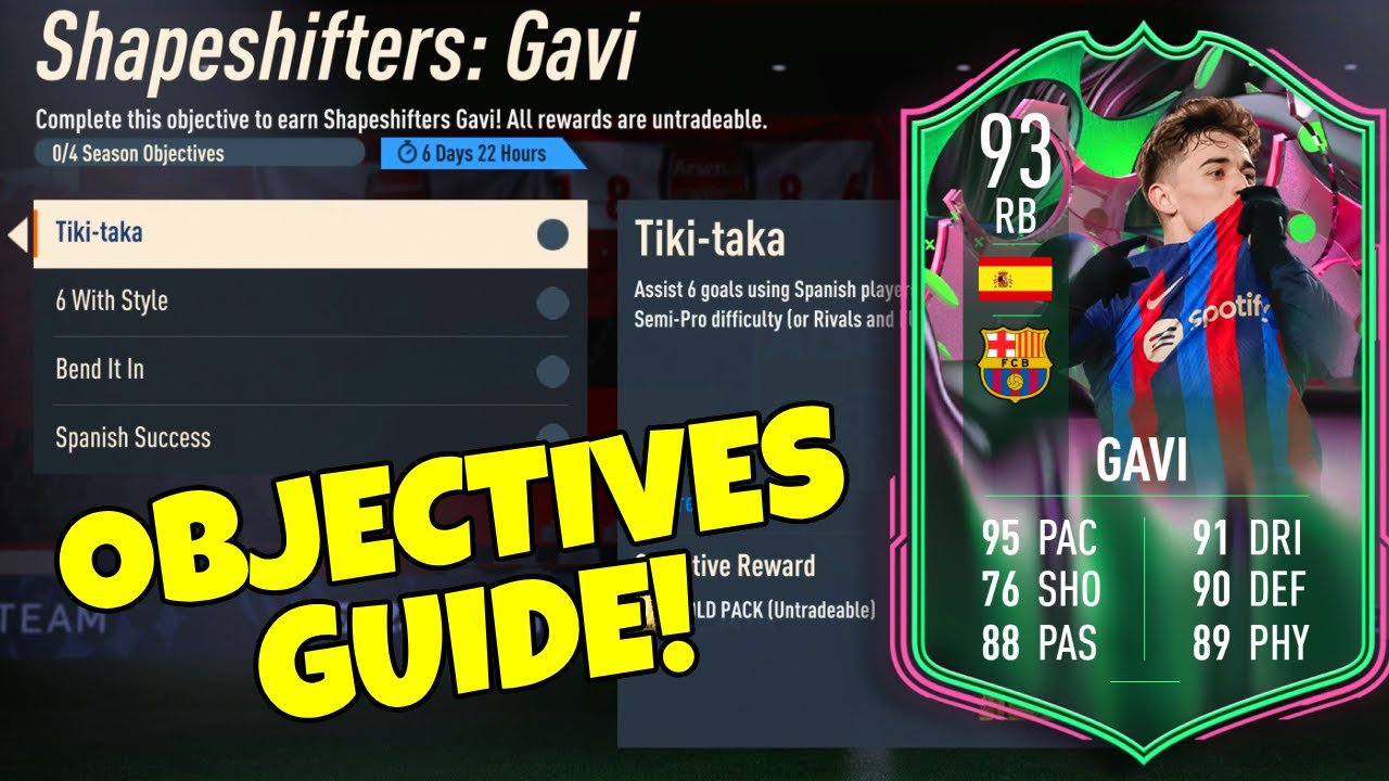 HOW TO COMPLETE GAVI OBJECTIVES FAST - 93 Rated Shapeshifters Gavi Objective - FIFA 23 Ultimate Team