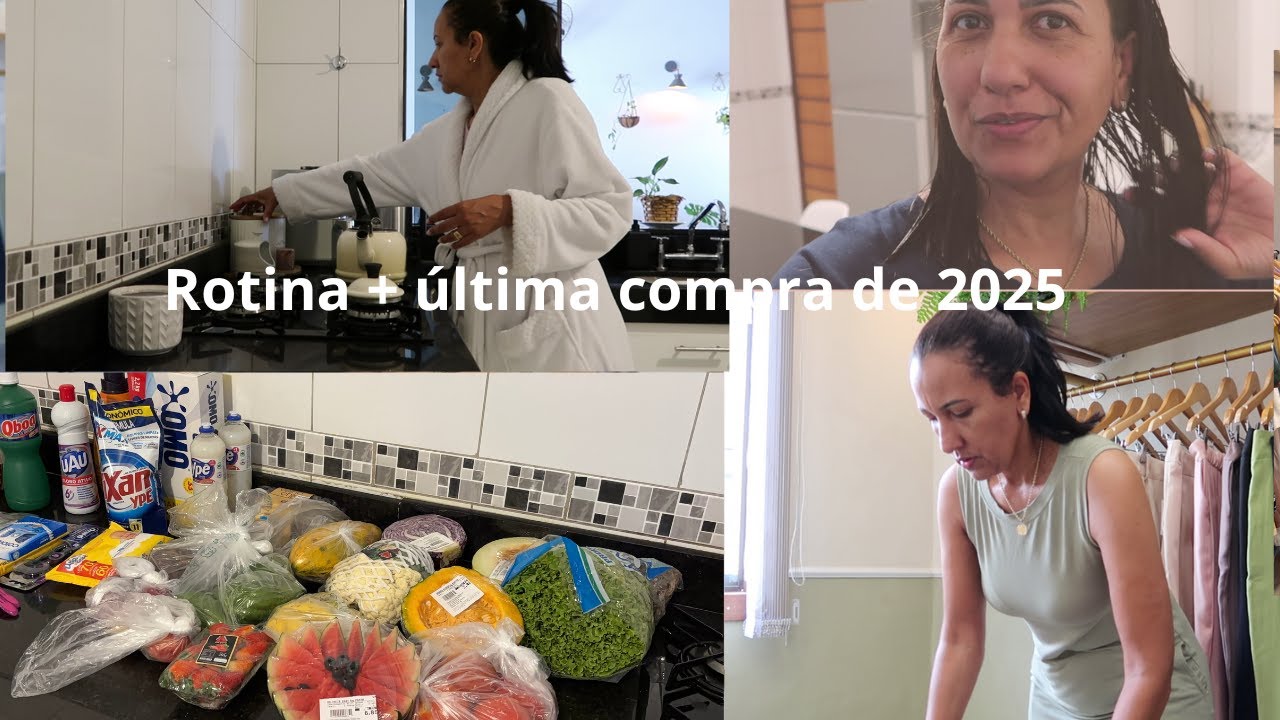 Vídeo novo: Última compra de 2025, cortei os cabelos, rotina