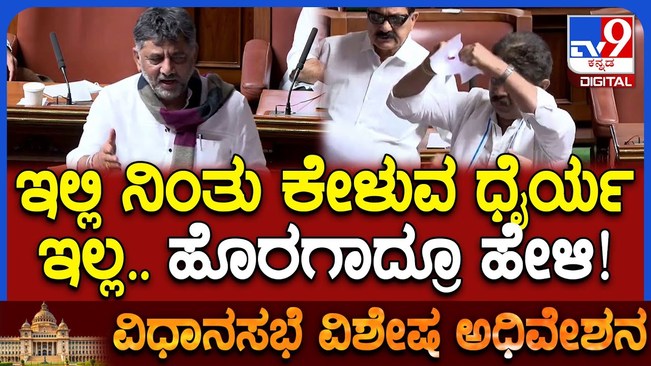 Session: ಅಶೋಕ್‌ ಪೇಪರ್‌ ಹರಿದ ತಕ್ಷಣ ಎದ್ದ ಡಿಕೆಶಿ.. ಬಿಜೆಪಿಯವ್ರಿಗೆ ನಿಂತು ಕೇಳುವ ಧೈರ್ಯ ಇಲ್ಲ ಅಂದ್ರು| #TV9D
