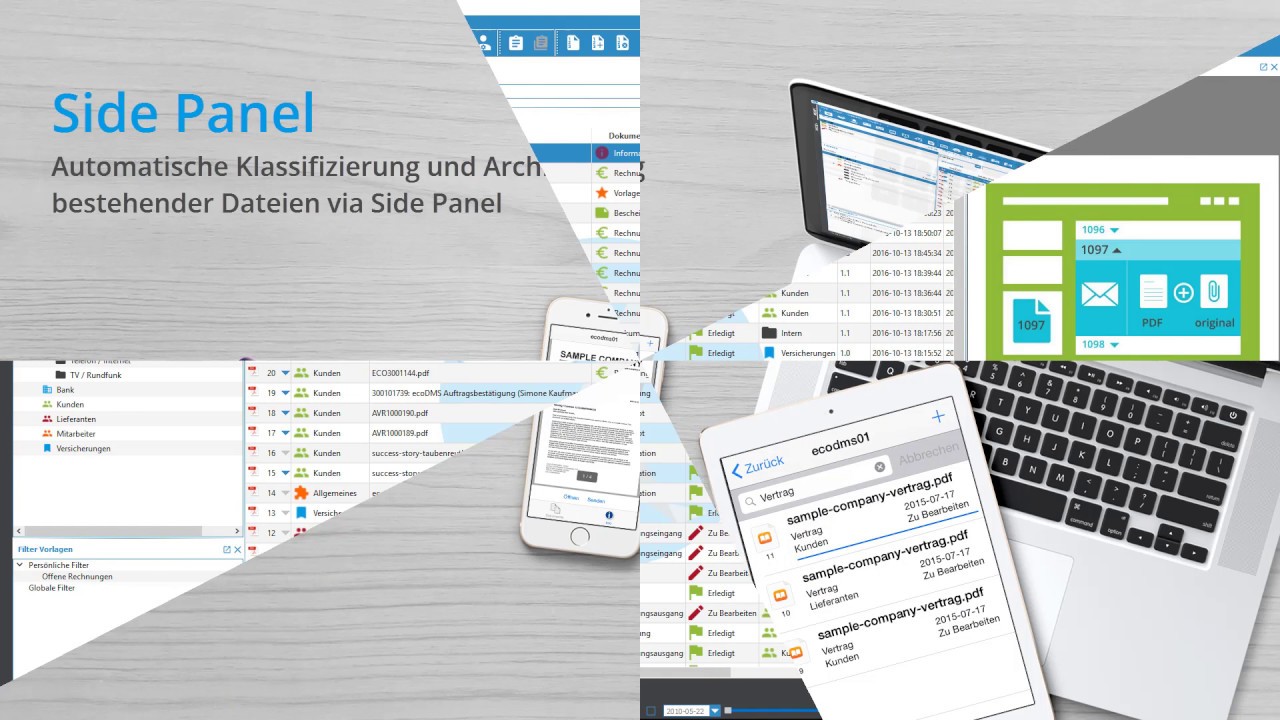 ecoDMS 16.09 - Side Panel & DragDrop Archivierung