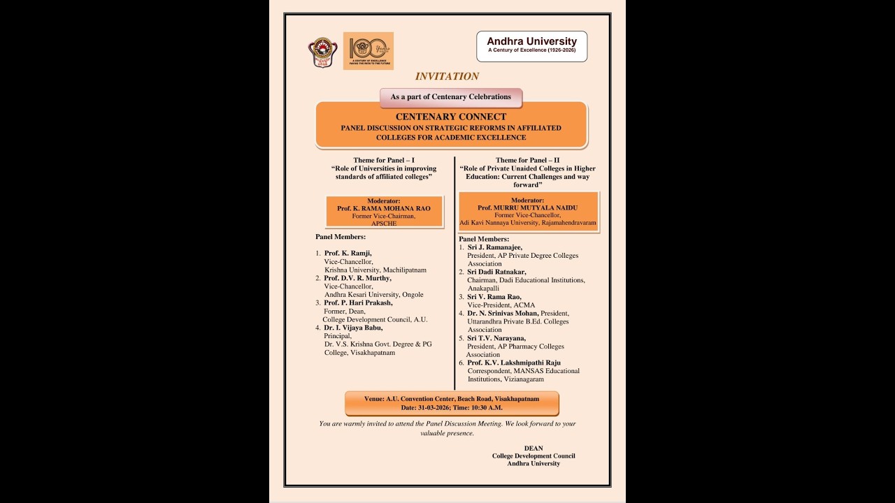 PANEL DISCUSSION ON STRATEGIC REFORMS IN AFFILIATED COLLEGES FOR ACADEMIC EXCELLENCE