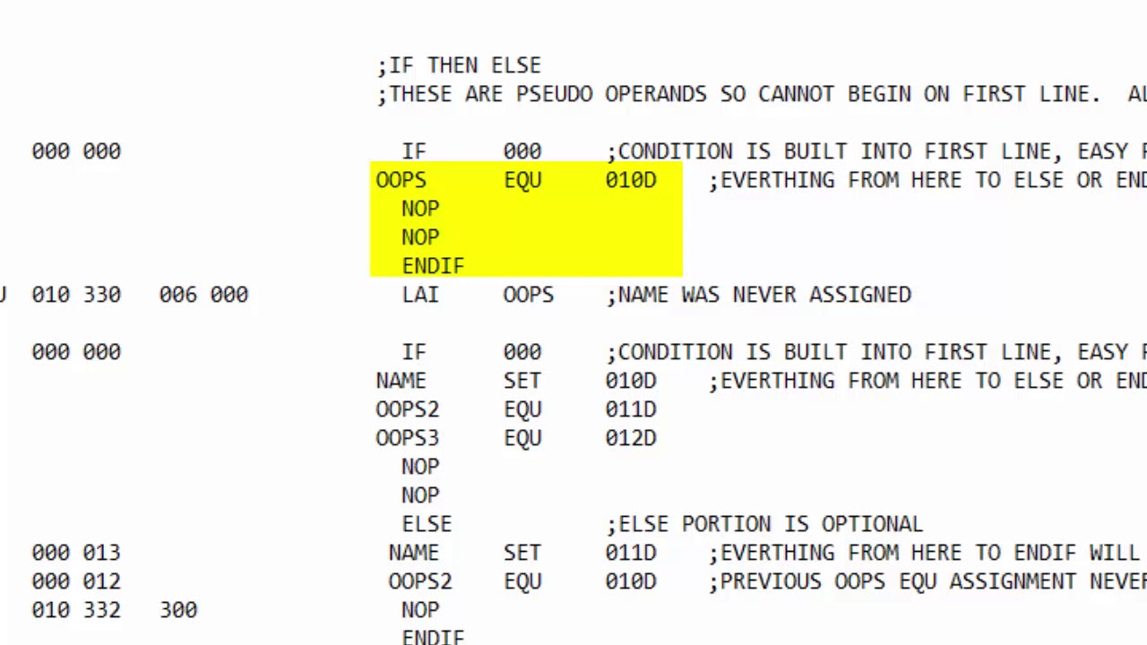 {36} Intel 8008 Assembly Video #5 Assembler Directives or Pseudo Opcodes