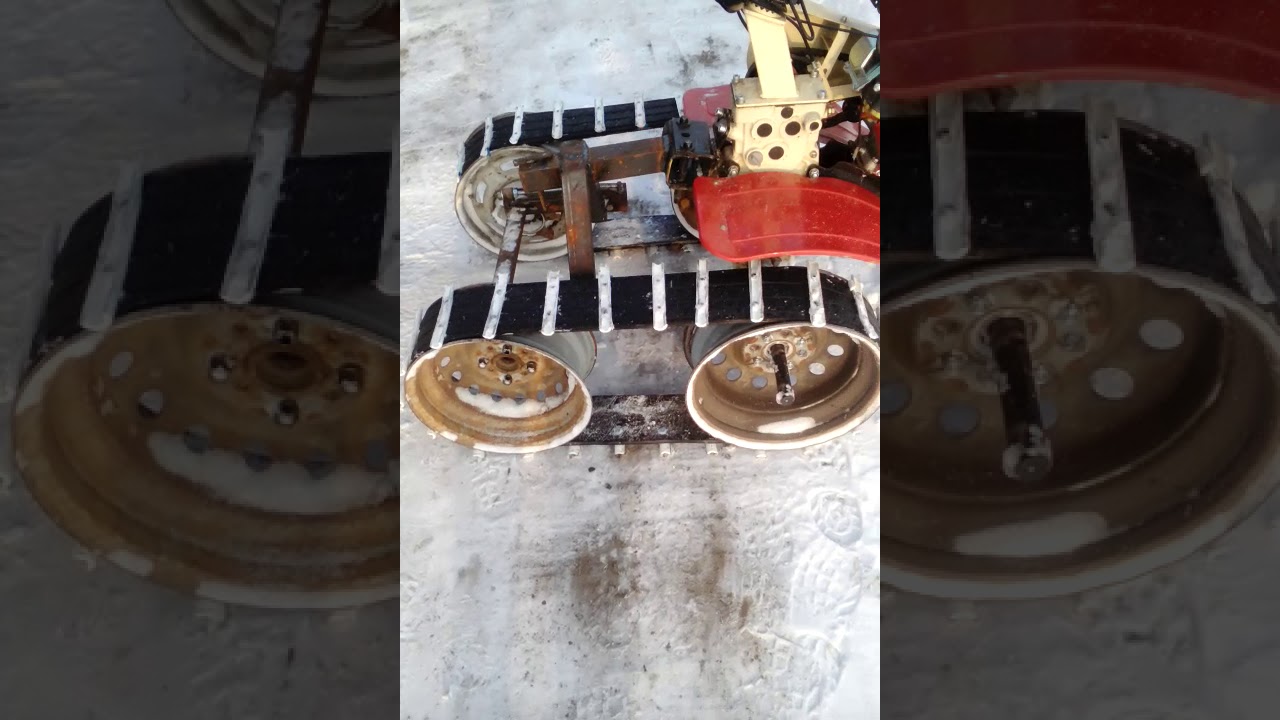 Мотоблок на самодельных гусеницах из автошины.