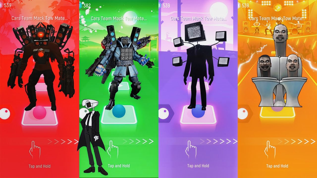 🎶 Who Will Win? TITAN SPEAKERMAN🆚TITAN CAMERAMAN🆚TV MAN🆚Skibidi Toilet- Tiles Hop EDM Rush Gameplay.