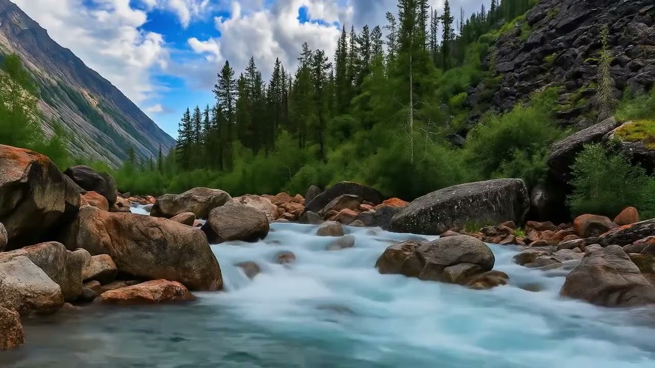 🍃 Serene River in USA Valley - River Sounds Birds Chirping in Forest Stream Morning Routine Focus