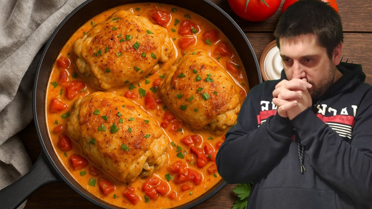 ASMR FOOD : JE CUISINE ET JE GOÛTE CE POULET SAUCE TOMATE MAISON