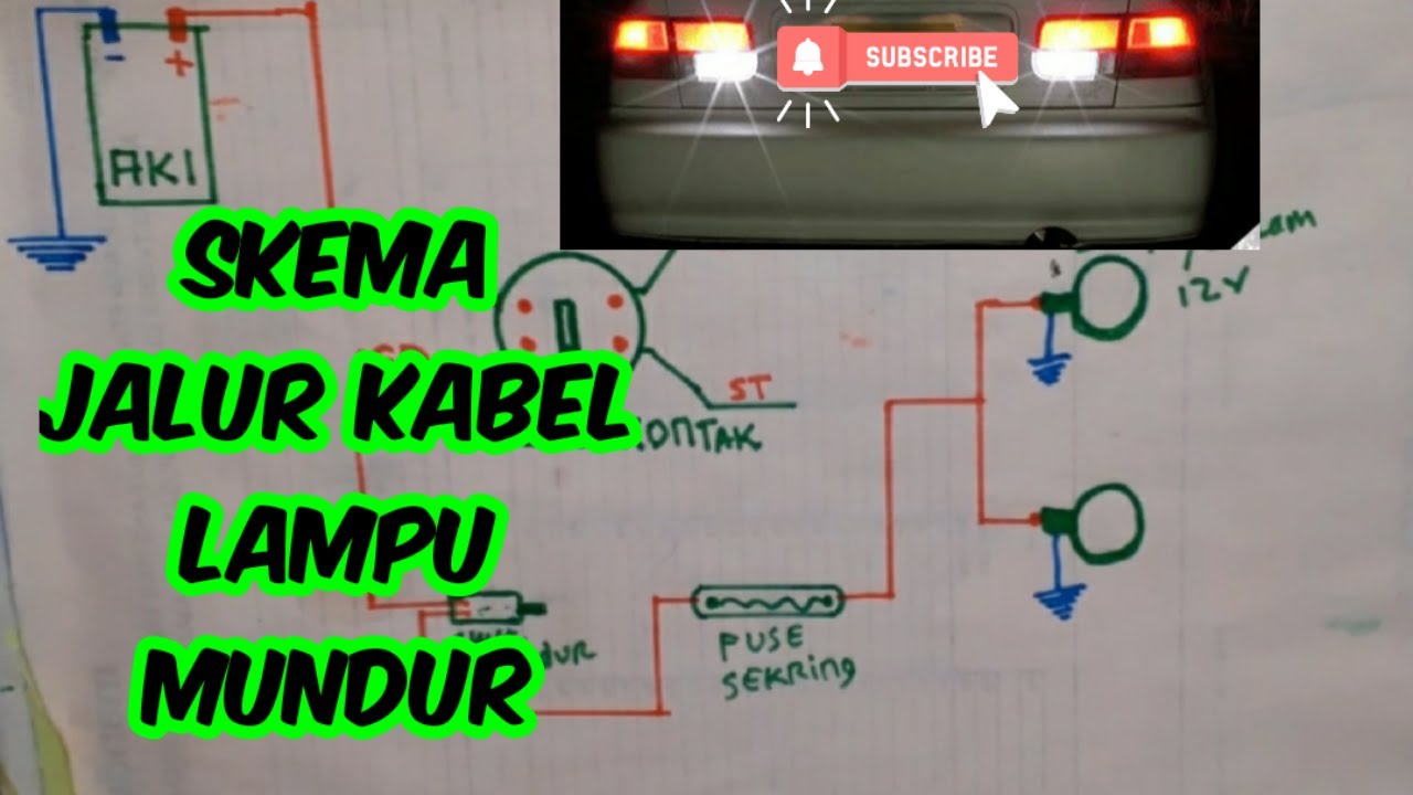 Skema diagram jalur kabel lampu mundur untuk mobil #rayudichannel