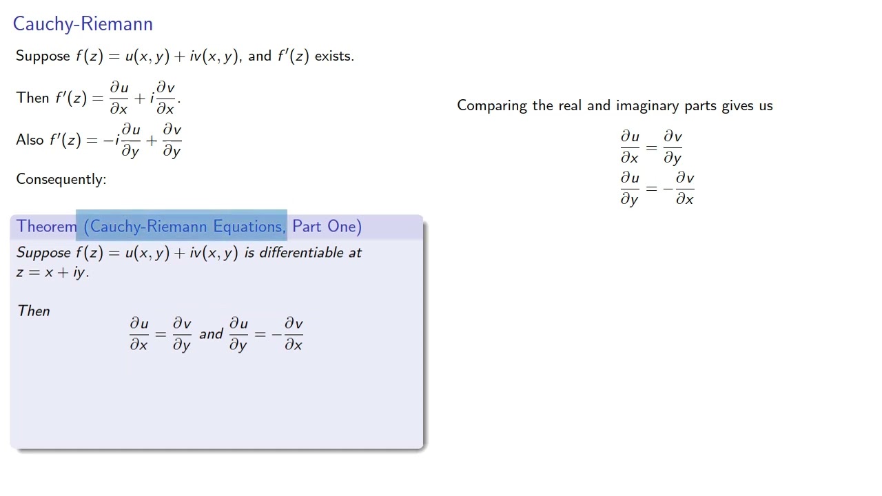 The Cauchy Riemann Equations