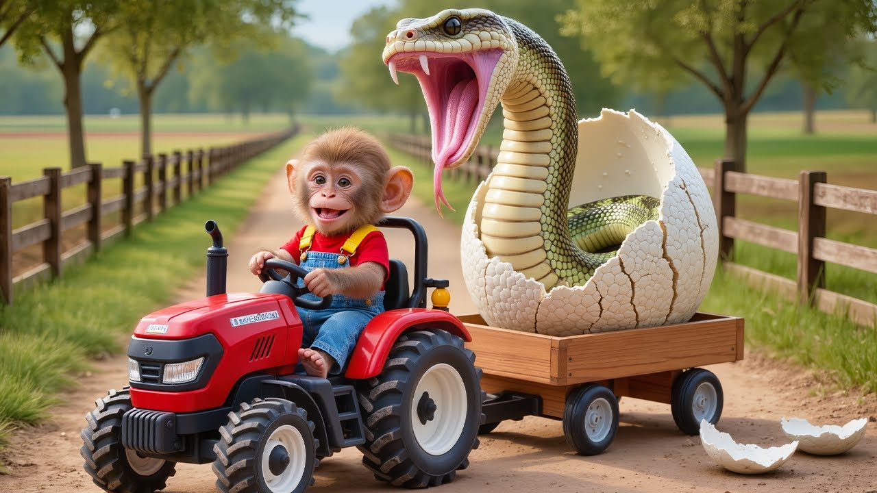 Baby Monkey Nana Drives Tractor and Discovers a Hidden Treasure Map in the Old Barn! 🐒🚜💎