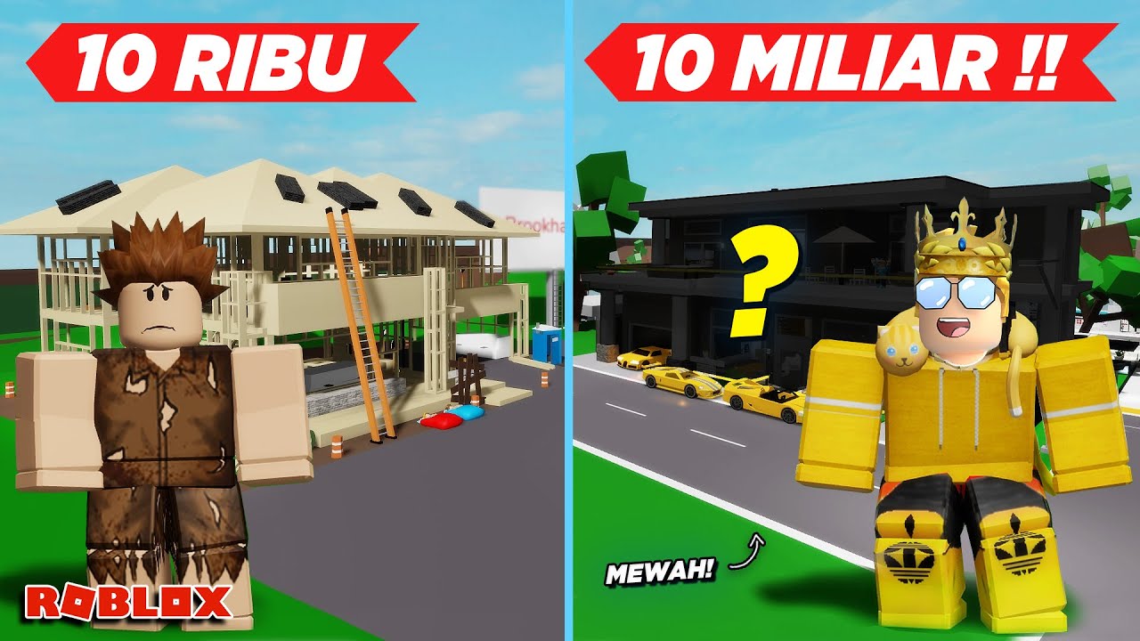 NYOBAIN BELI RUMAH 10 RIBU VS RUMAH TERMAHAL 10 MILIAR !! ROLEPLAY BROOKHAVEN RP - Roblox