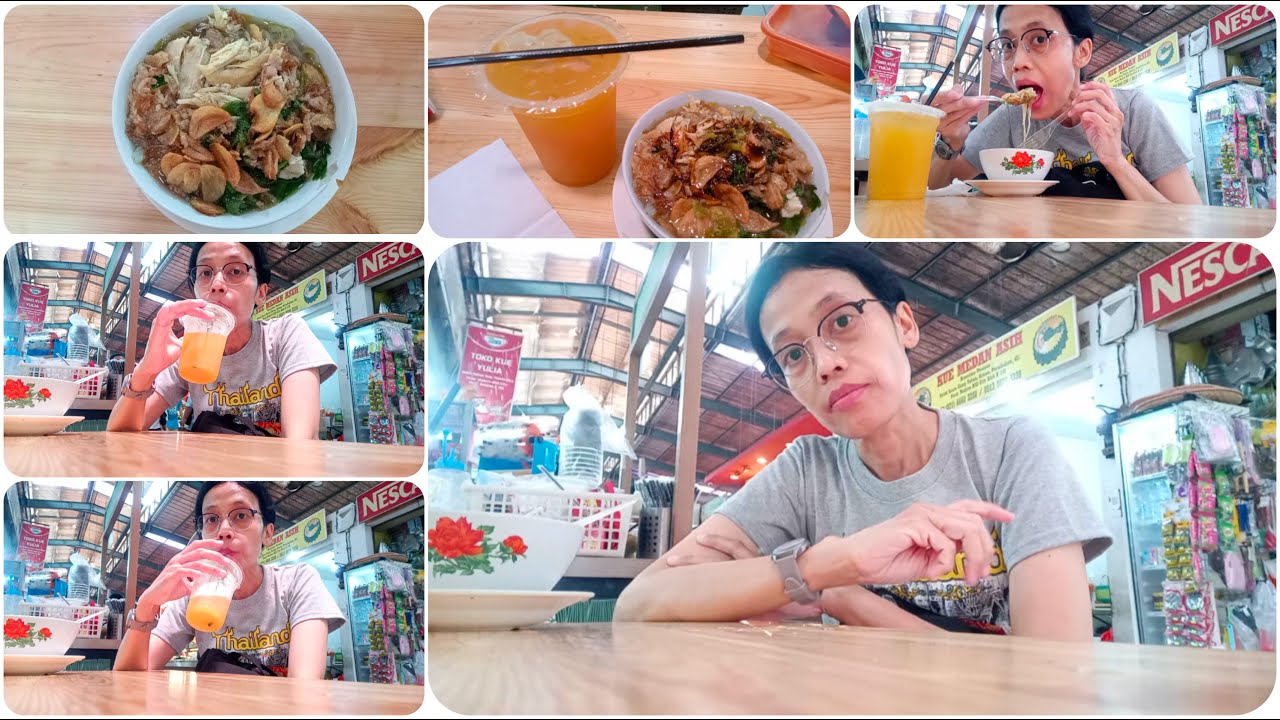 Makan soto kudus, minum nya es jeruk peras