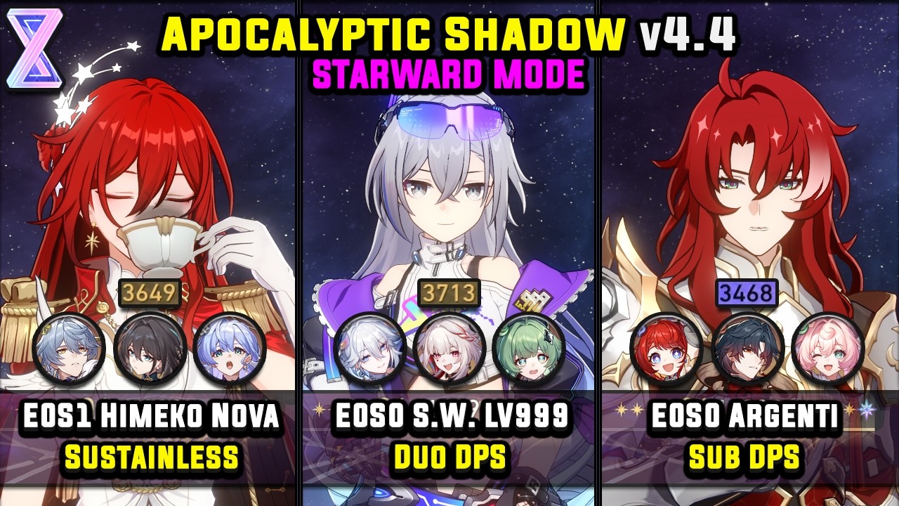 E0S1 Himeko Nova & E0S0 SW999 & E0S0 Argenti (4 Star) Apocalyptic Shadow - Starward Mode 4.4