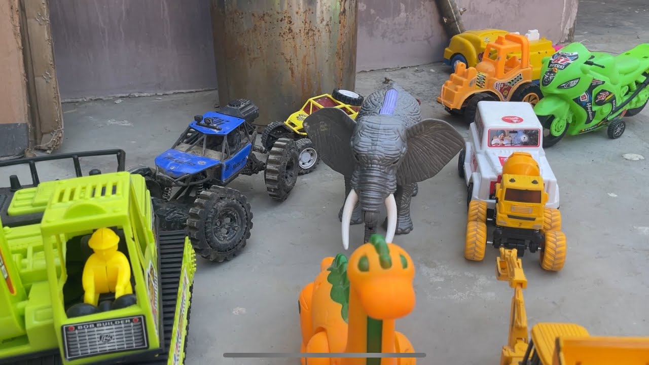 Buddy JCB tractor trolley rc car elephant ￼ Mahindra Thar Gadiwala cartoon ￼