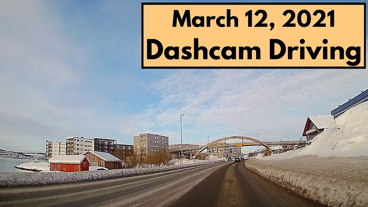 Dashcam driving in Tromsø, Norway. March 12, 2021.
