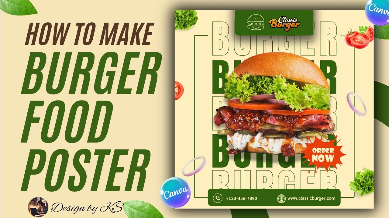 How to Make Burger Food Poster Design in Canva | Canva Tutorial |Design by KS