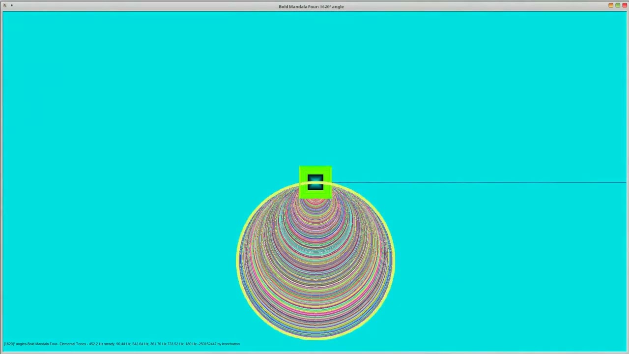1620&deg; angles-Bold Mandala Four- Elemental Tones:452 Hz steady, 90 Hz, 542 Hz, 361 Hz, 723 Hz, 180 Hz