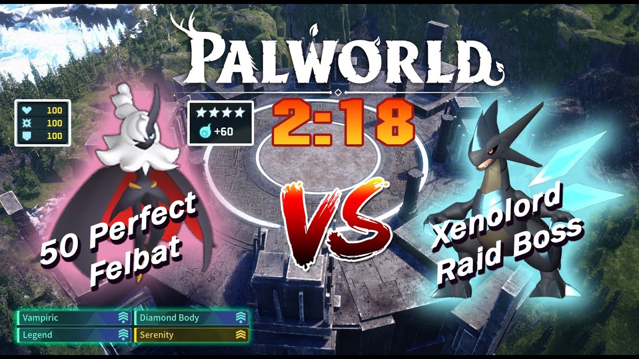 Palworld: 50 Perfect Felbat vs Xenolord in 138 seconds