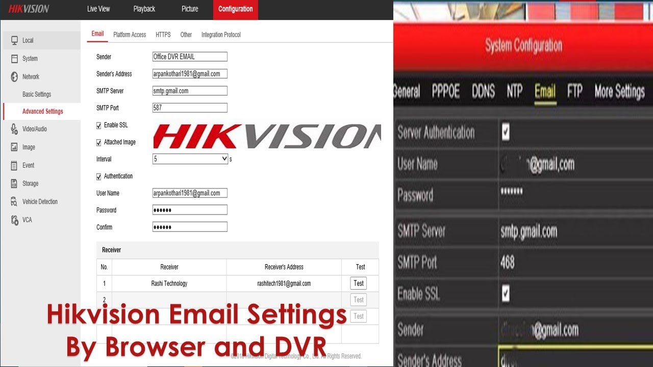 Как настроить уведомления по электронной почте на DVR/NVR Hikvision с идентификатором электронной...