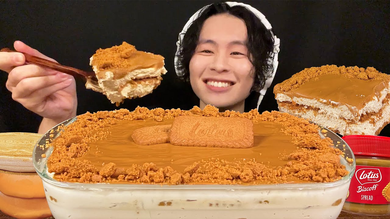 ASMR ロータスティラミス&キャラメルアイス‼️【咀嚼音/mukbang/Eating Sounds】