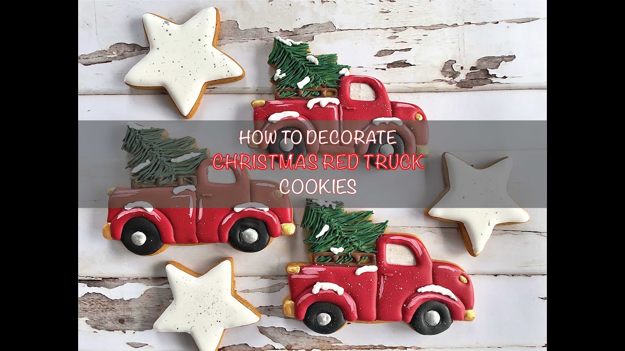 How to decorate Christmas Red Truck Cookies| Пряник машина с елкой| #christmascookie #redtruckcookie