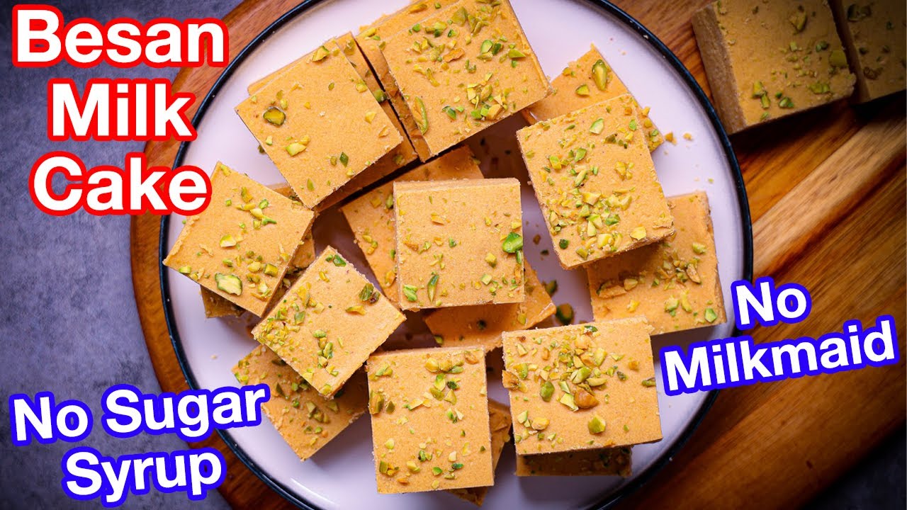 Besan Milk Cake Recipe | Instant Mithai Recipe - No Sugar Syrup & No Milkmaid | Easy Indian Sweet