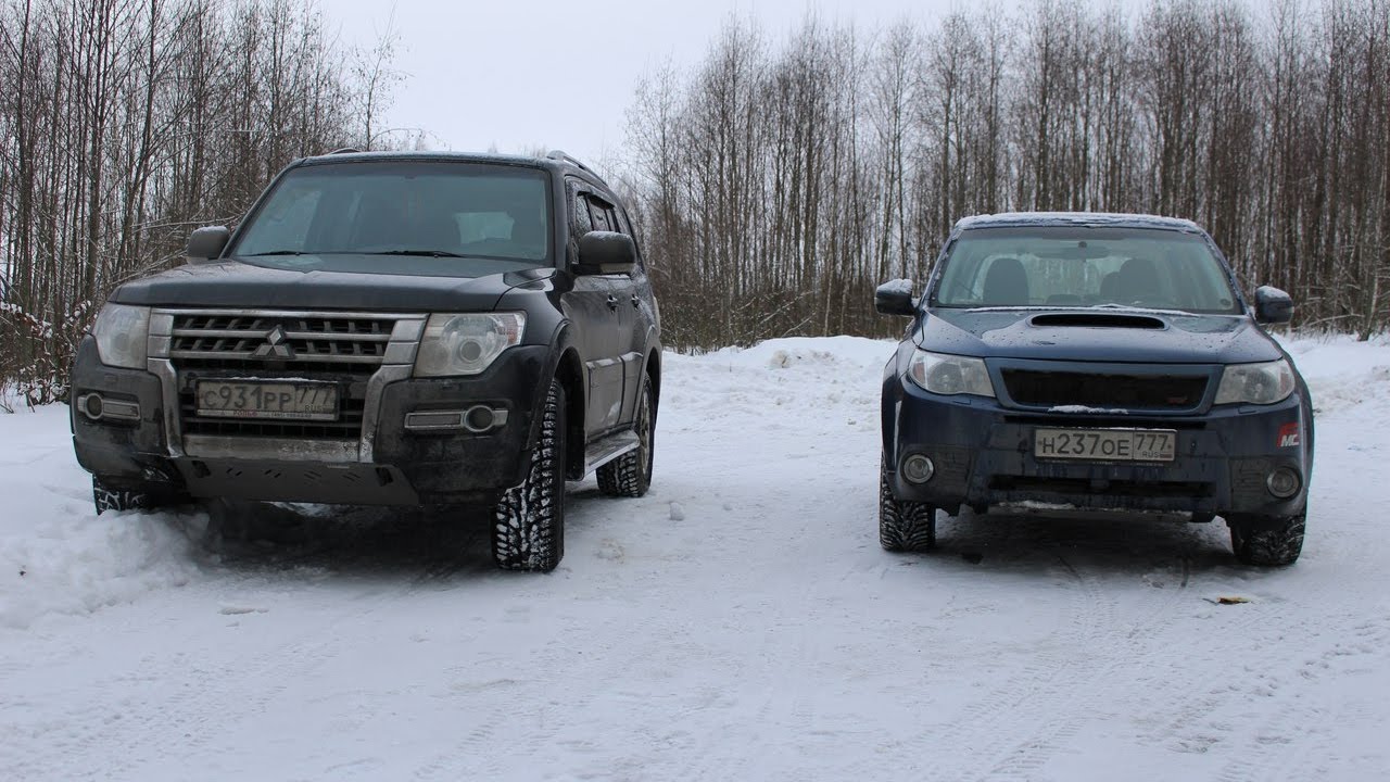 Forester vs. Pajero Winter Offroad Fail