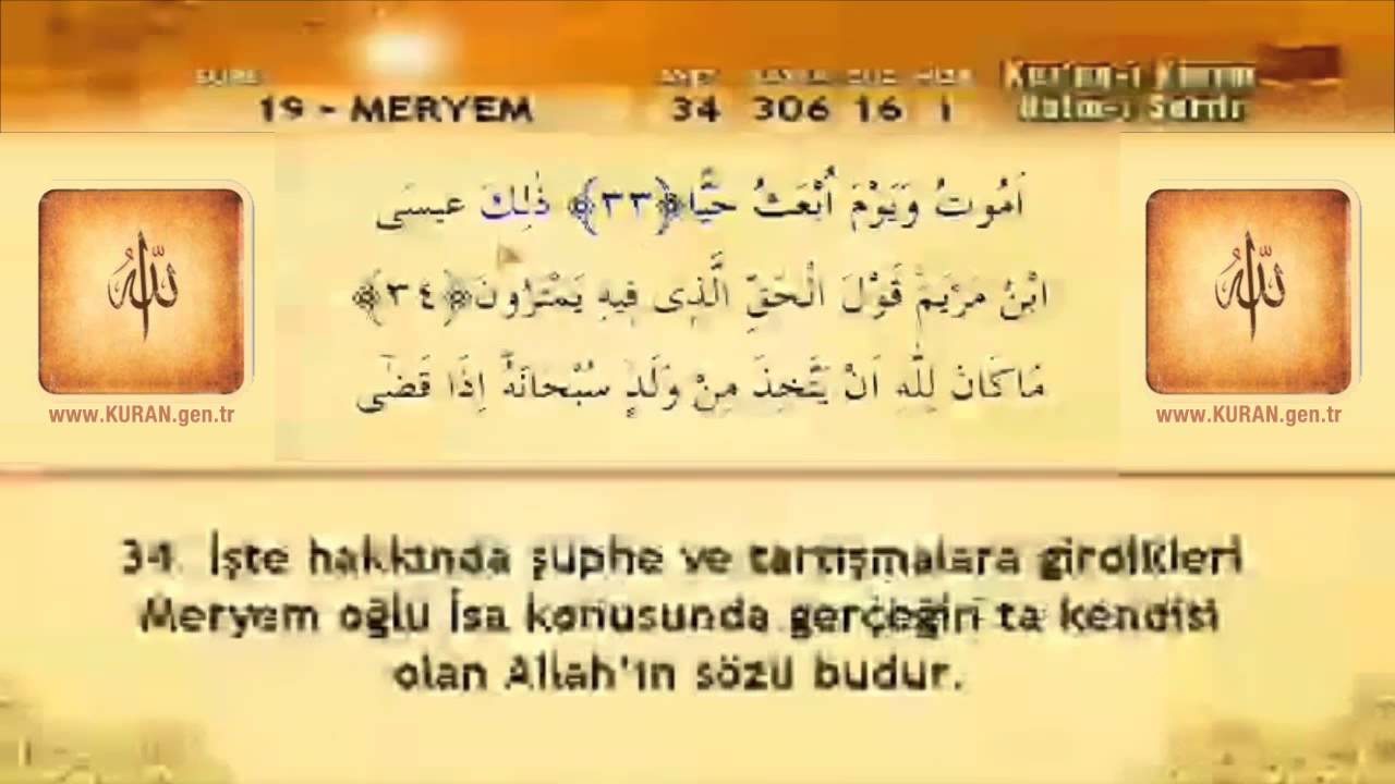 19  Sure   Meryem Suresi