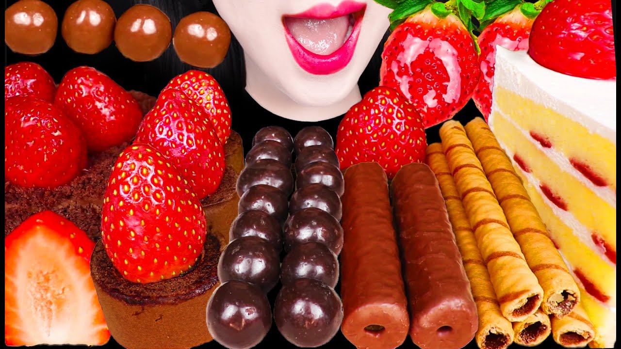 ASMR CHOCOLATE DESSERTS *STRAWBERRY 초코 딸기 먹방 MUKBANG