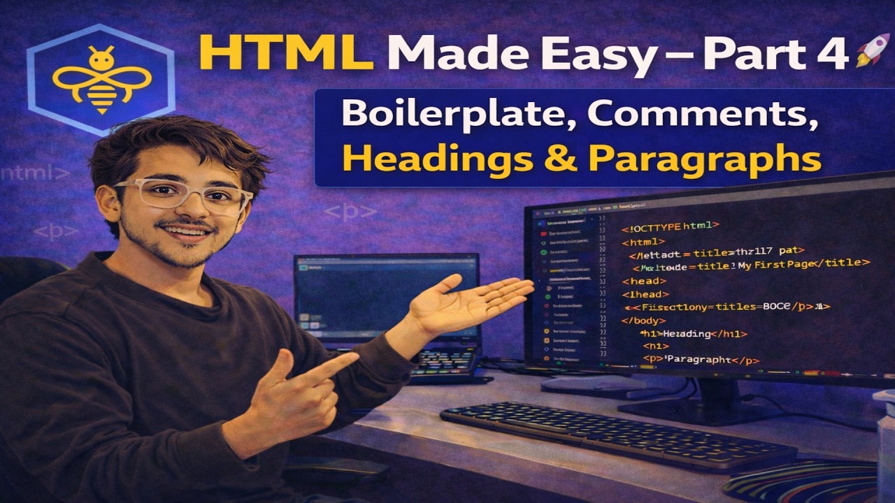 HTML Made Easy – Part 4 🚀 | Boilerplate, Comments, Headings & Paragraphs