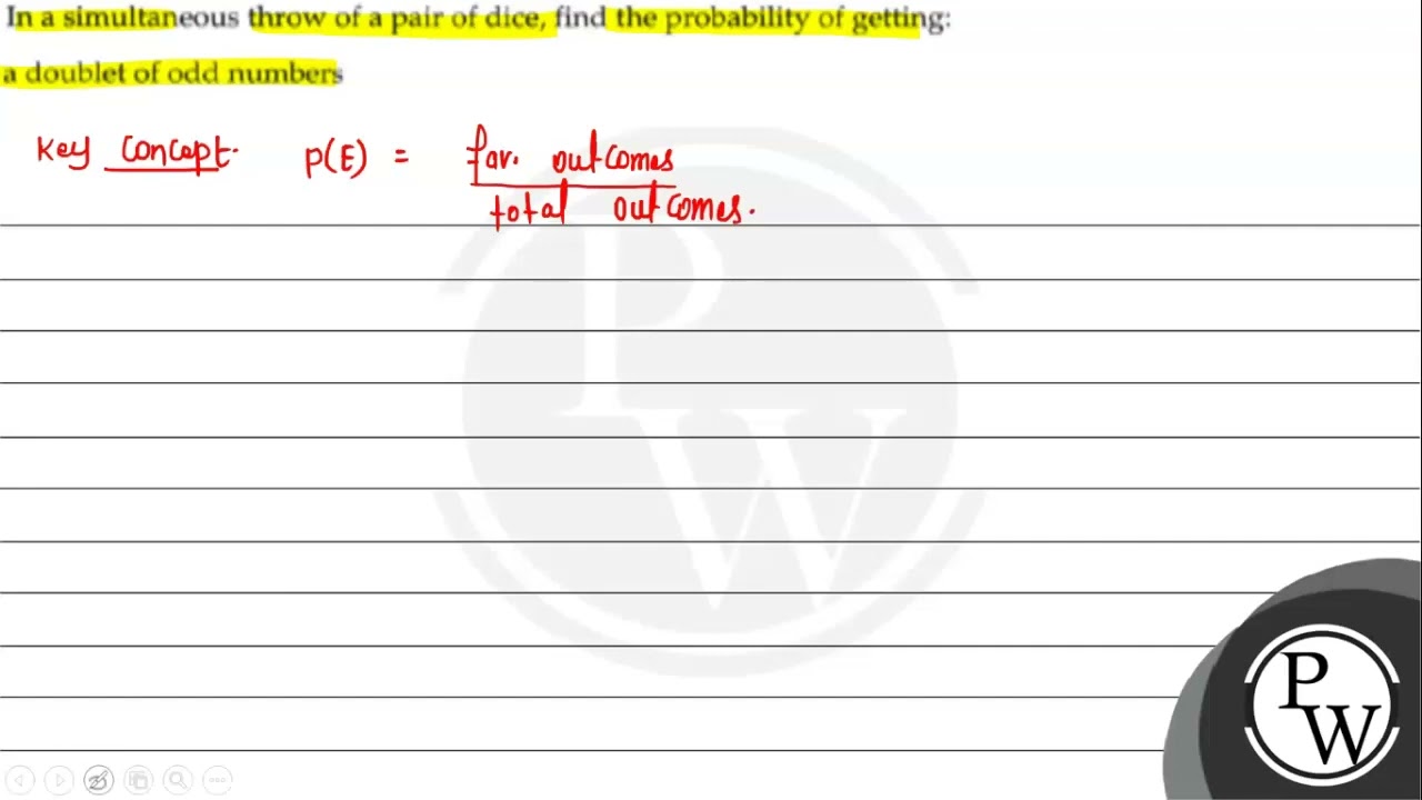 In a simultaneous throw of a pair of dice, find the probability of getting: a doublet of odd numbers
