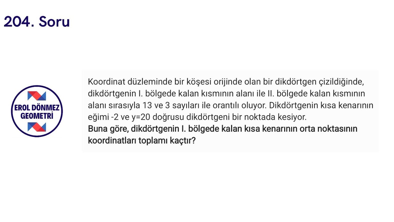 Günün Geometri Sorusu-204 (Erol Dönmez Geometri'den) | YKS2026 