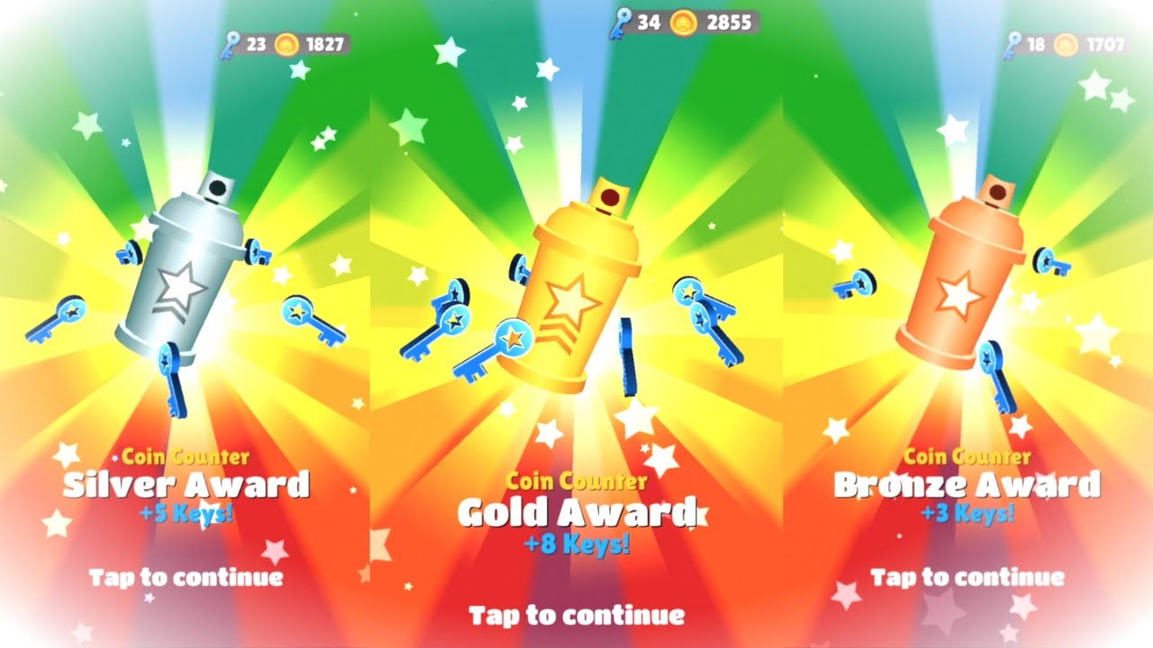 Coin Counter Bronze, Silver, and Gold Awards on Subway Surfers!