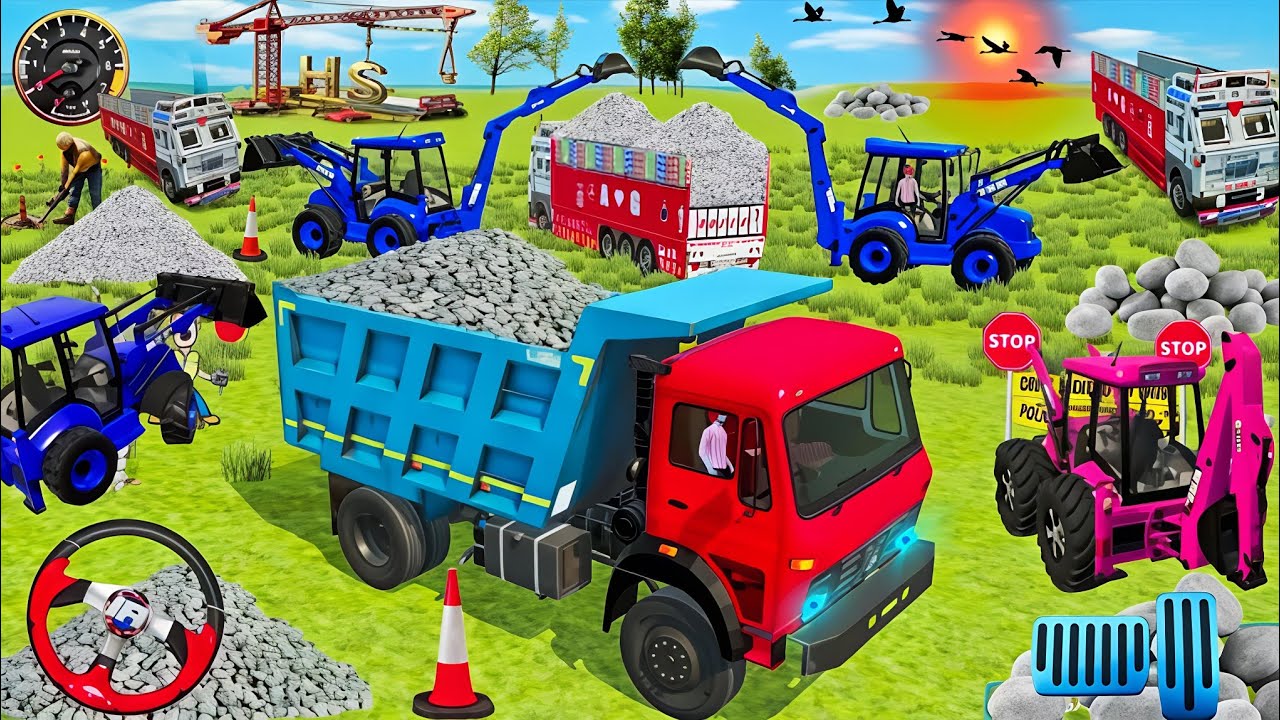 🔴Drive JCB and Uploading 🪨🏗Stone From Dumper🌋 Truck in Game #truck​ #jcb​ #tractor​ #dumper​ #games​