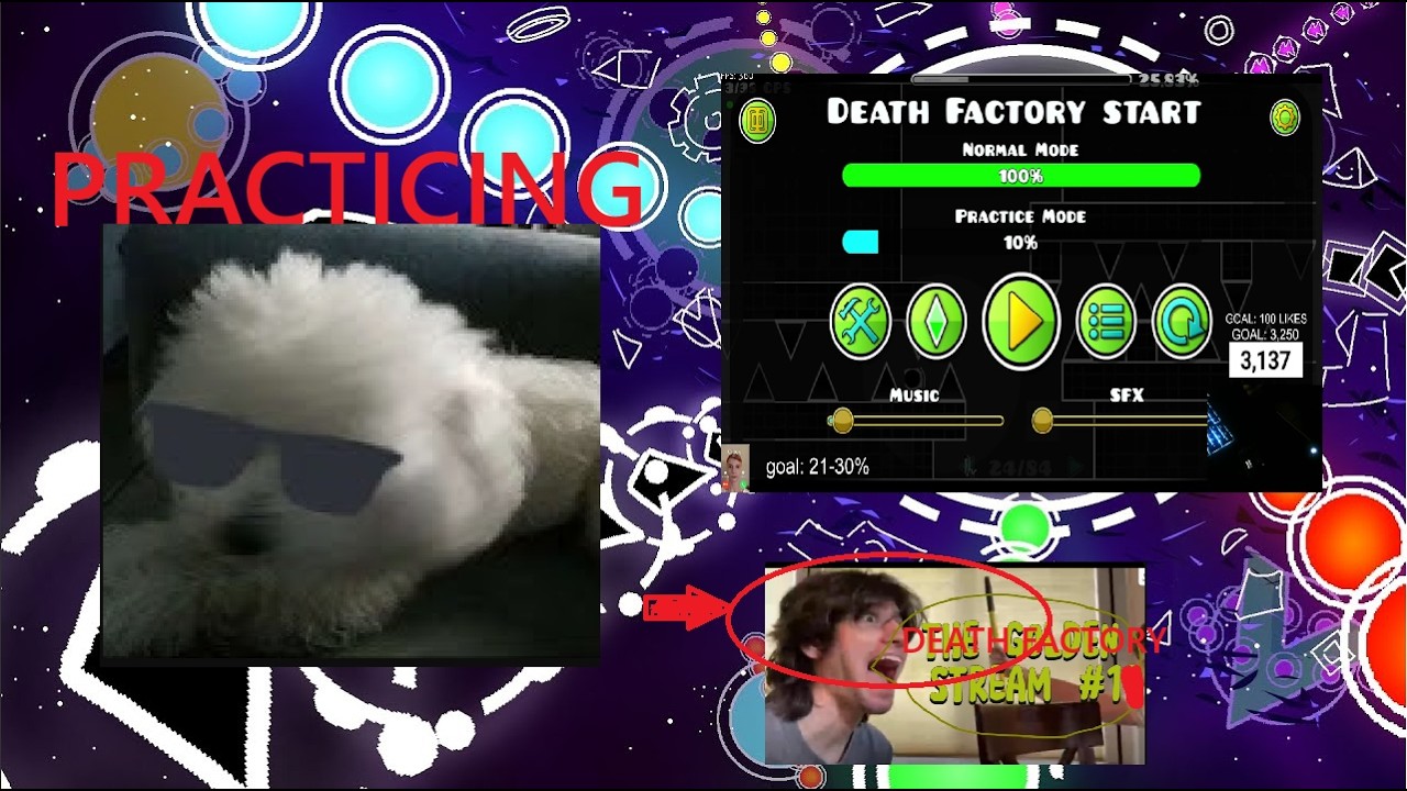 [🔴] Learning Death Factory (dewbbs how tf u do this) - Geometry Dash