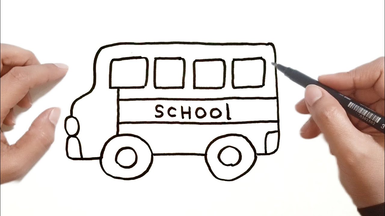 كيف ترسم باص مدرسي/رسم حافلة مدرسية سهلة خطوه بخطوه للمبتدئين/رسم سهل/How to draw a school bus