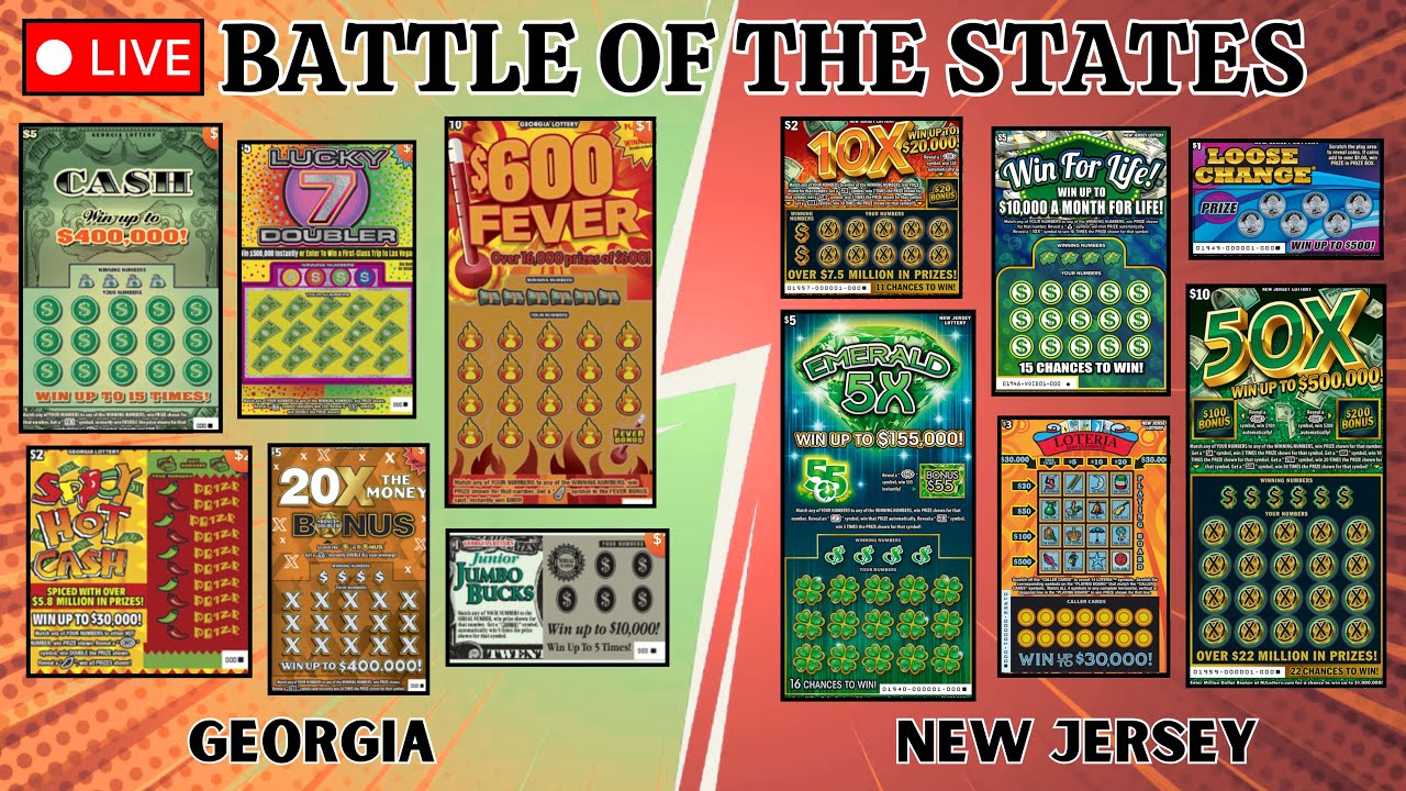 BATTLE OF THE STATES 🥊 GEORGIA vs. NEW JERSEY SCRATCH OFF LOTTERY TICKETS